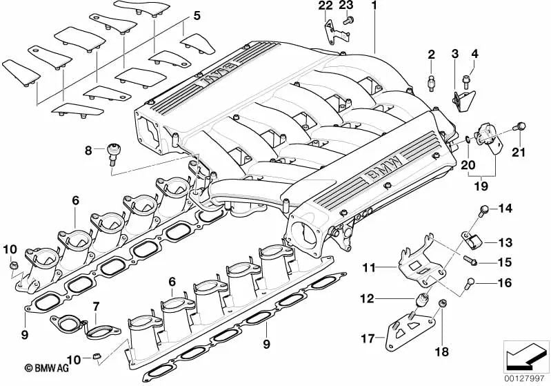 Intake pipe for BMW 7 Series E65, E66 (OEM 11617525178). Original BMW