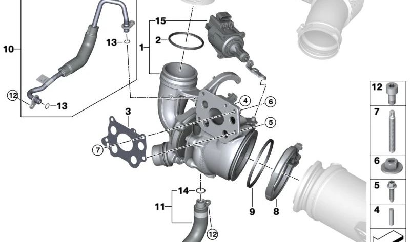 Exhaust Turbocharger Gasket for BMW F40, F52, F44, F45N, F46, F48, F48N, F49N, F39, MINI F54, F55, F56, F57, F60 (OEM 11658631699). Original BMW