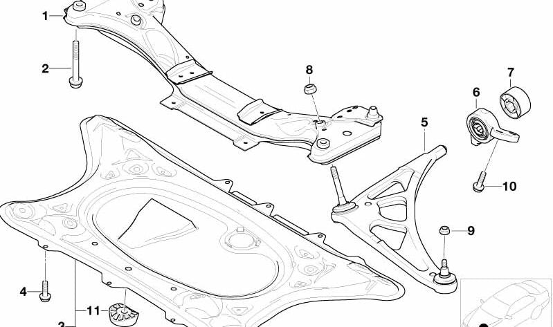 Cojinete de goma para BMW E46 (OEM 31122229857). Original BMW