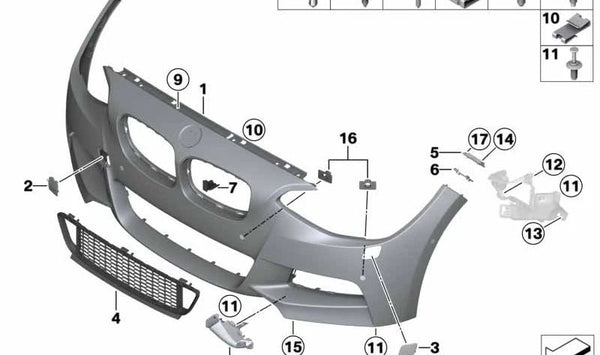 Revestimiento paragolpes imprimado delantero para BMW Serie 2 F22, F23 (OEM 51118057047). Original BMW.