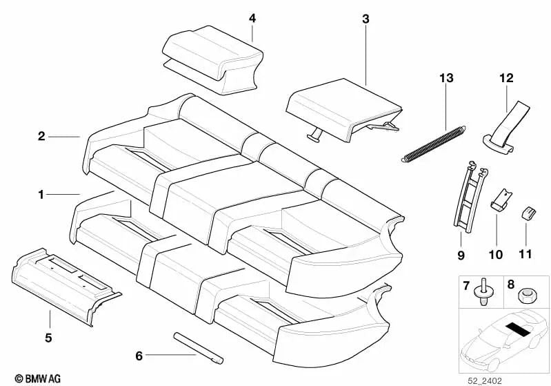 Strebe Medio para BMW Serie 5 E39 (OEM 52238228046). Original BMW.