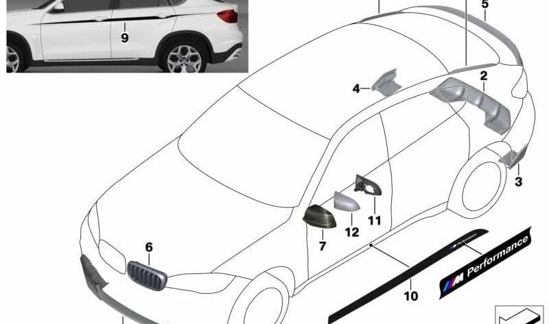 Support gauche noir OEM 51168060319 pour BMW F15, F85, F16, F86. BMW d'origine.