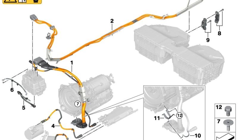 Cableado de Alto Voltaje para el Compresor Eléctrico de Climatización para BMW X5 G05 (OEM 61129429640). Original BMW