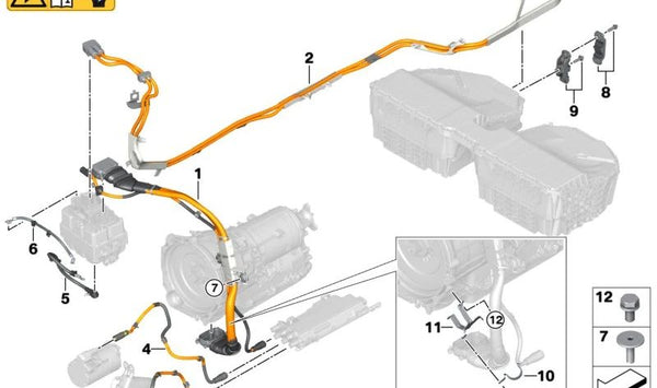 Cableado de Alto Voltaje para el Compresor Eléctrico de Climatización para BMW X5 G05 (OEM 61129429640). Original BMW