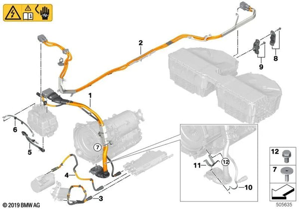 Retenedor de cableado inferior para BMW Serie 5 G30, G31N, G38 (OEM 61139388482). Original BMW