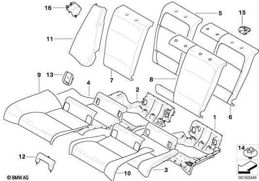 Funda de asiento de cuero izquierda rojo coral para BMW Serie 3 E92, E92N (OEM 52207266131). Original BMW