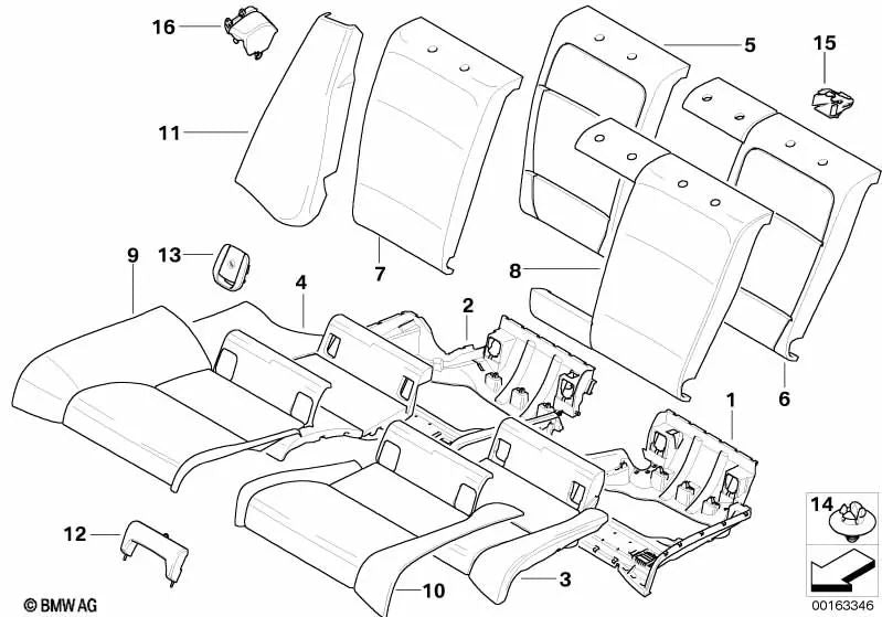 Embellecedor Isofix para BMW Serie 3 E92, E92N (OEM 52206970746). Original BMW.