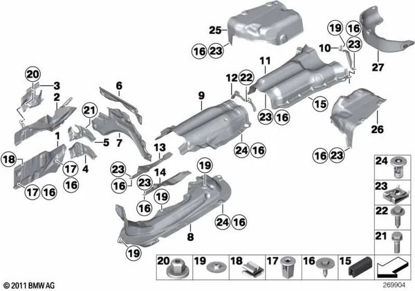 Aislamiento térmico túnel para BMW F12, F13 (OEM 51487202859). Original BMW.