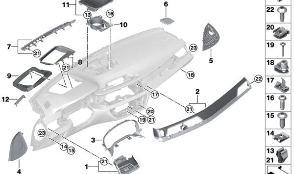 Blende I-Tafel Fineline para BMW Serie 7, G11, G12 (OEM 51456992295). Original BMW