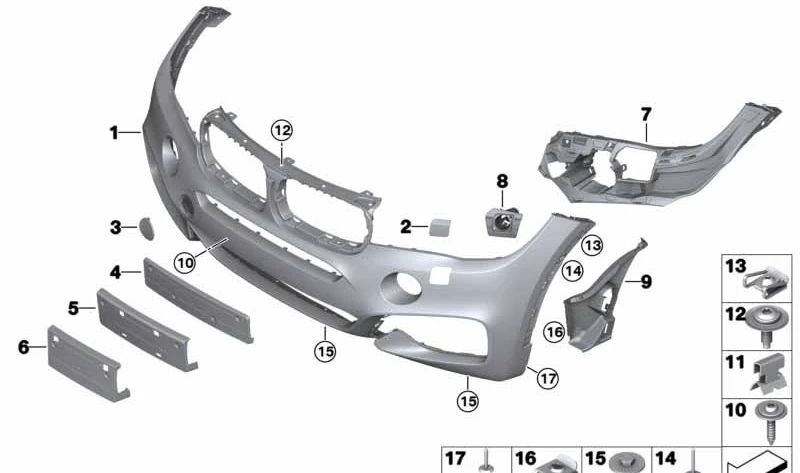 Inserto parachoques delantero izquierdo para BMW F16 (OEM 51118056503). Original BMW