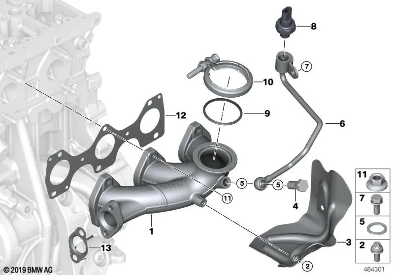 Placa de Protección contra el Calor para BMW Serie 2 F45, F46, F48, MINI F54, F55, F56, F57, F60 (OEM 11628571894). Original BMW