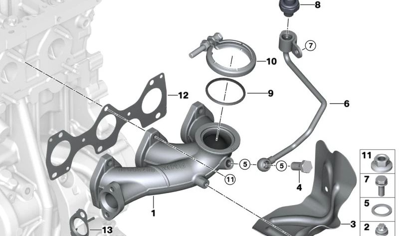 Junta Metálica para BMW Serie 1 F20N, F21N, F40, Serie 2 F44, F45, F46, X1 F48, X2 F39 y MINI F54, F55, F56, F57, F60 (OEM 11628511758). Original BMW