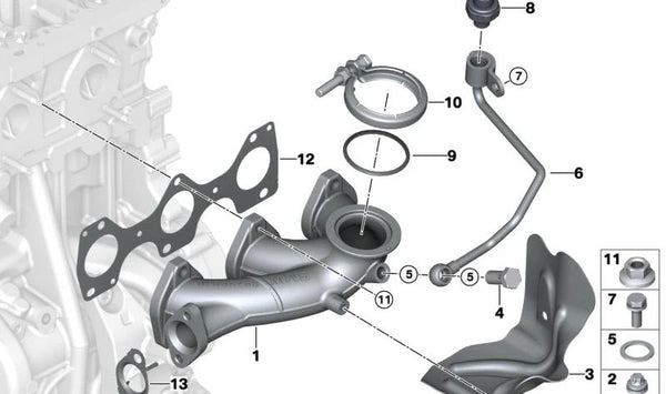 Junta Metálica para BMW Serie 1 F20N, F21N, F40, Serie 2 F44, F45, F46, X1 F48, X2 F39 y MINI F54, F55, F56, F57, F60 (OEM 11628511758). Original BMW