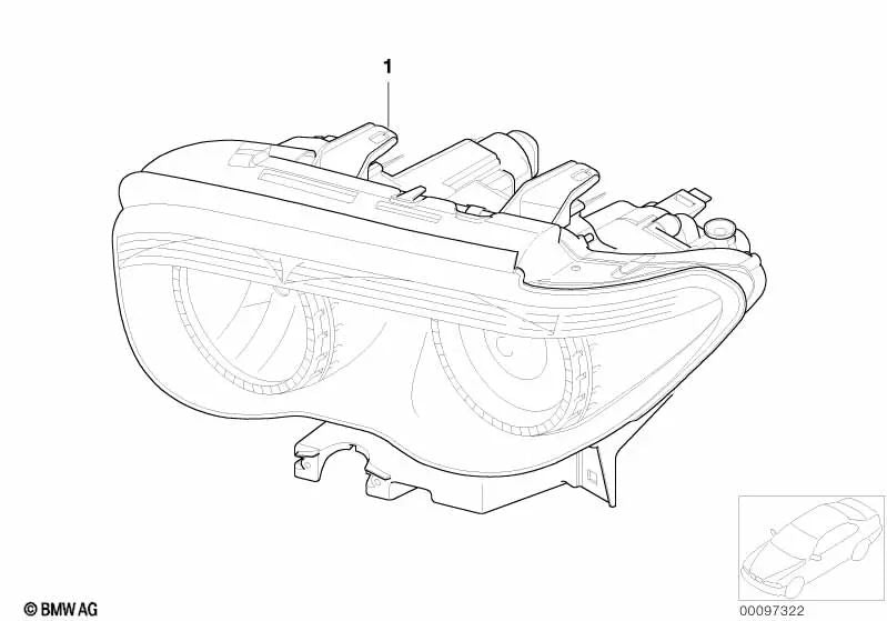 Rechte AHL Bi-Xenon-Scheinwerfer für BMW 7er E65, E66 (OEM 63127164718). Original BMW.