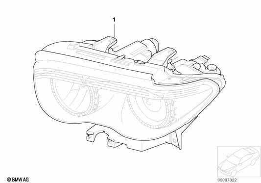 Rechte AHL Bi-Xenon-Scheinwerfer für BMW 7er E65, E66 (OEM 63127164718). Original BMW.