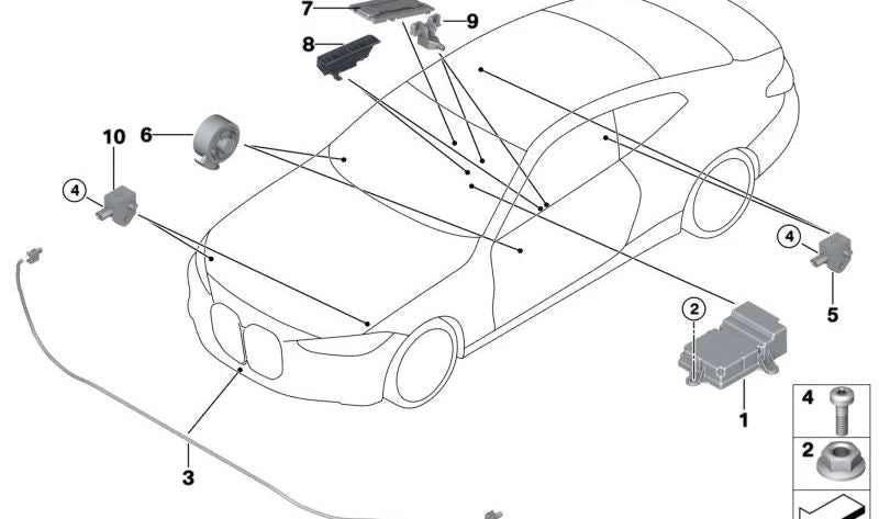 Alfombrilla de Sensor para BMW Serie 2 G42, G87, Serie 3 G20, G21, G28, G80, G81, Serie 4 G22, G23, G26, G82, G83, Serie 8 F91, F92, F93, G14, G15, G16, X3 F97, G01, G08, X4 F98, G02 (OEM 65776977932). Original BMW