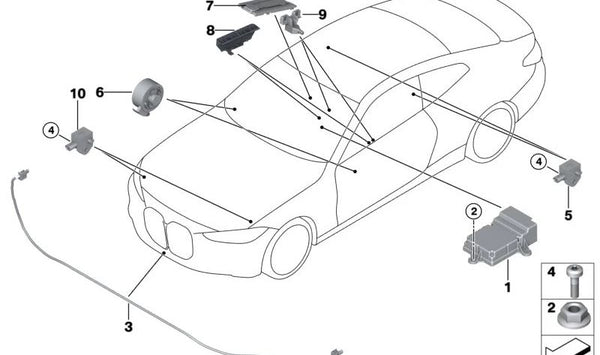 Alfombrilla de Sensor para BMW Serie 2 G42, G87, Serie 3 G20, G21, G28, G80, G81, Serie 4 G22, G23, G26, G82, G83, Serie 8 F91, F92, F93, G14, G15, G16, X3 F97, G01, G08, X4 F98, G02 (OEM 65776977932). Original BMW