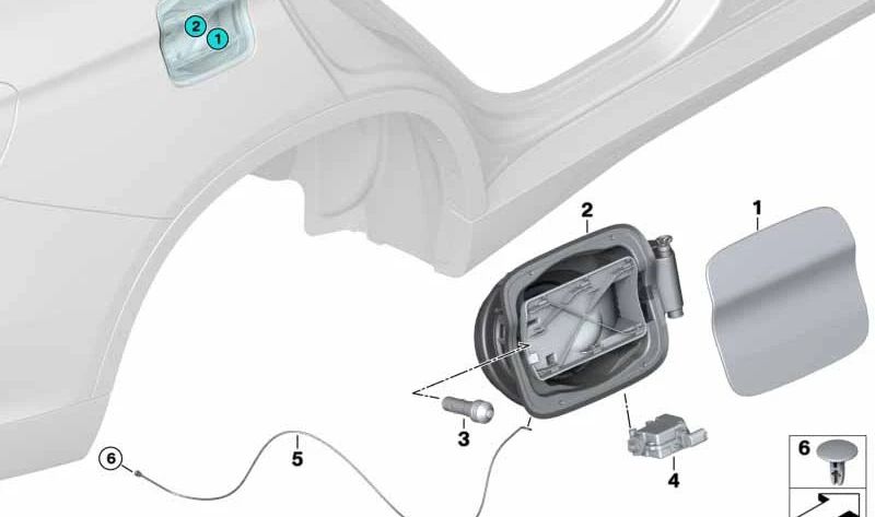 Tapa de llenado de combustible imprimada OEM 51917312316 para BMW F15, F85. Original BMW