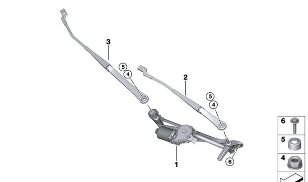 Mecanismo Limpiaparabrisas con Motor para BMW Serie 2 U06 (OEM 61618492107). Original BMW