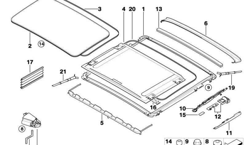 Marco del techo tapizado de terciopelo para BMW Serie 3 E90, E92 (OEM 54107157445). Original BMW