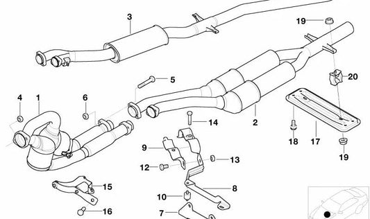 Halteblech for BMW Series 5 E39 (OEM 18212247978). Genuine BMW