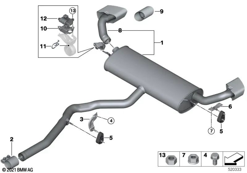 Goma de soporte para BMW E70, F15, E71, F16 (OEM 18207568777). Original BMW