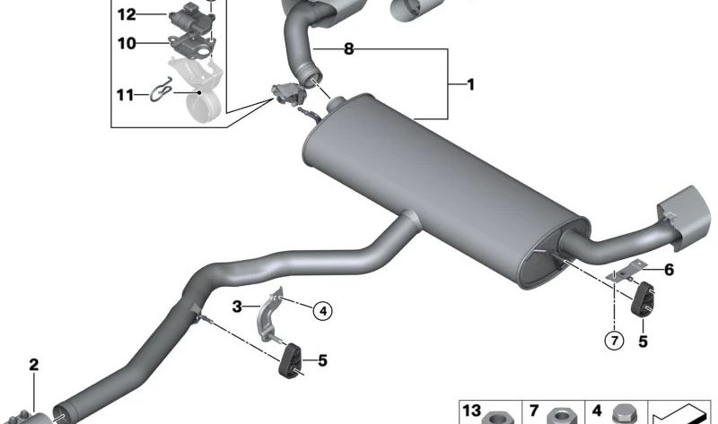 Silencioso trasero con válvula de escape OEM 18308679889 para BMW F15 (X5), F16 (X6). Original BMW.