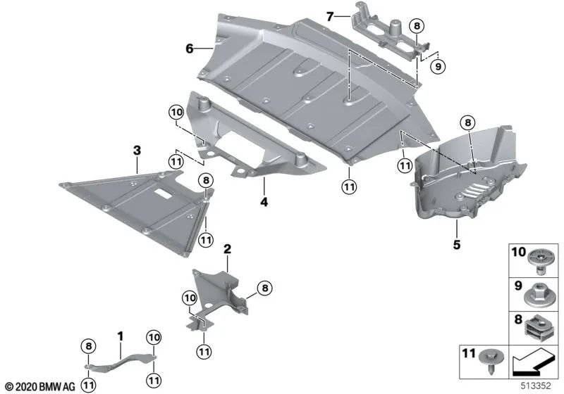 Torsion bar cover for BMW (OEM 51758738054). Genuine BMW