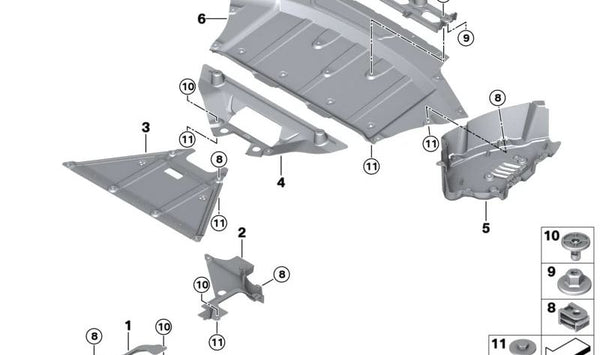 Cubierta inferior trasera central para BMW G26E (OEM 51759448016). Original BMW.