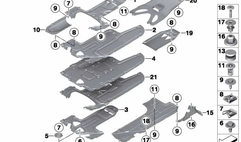 Protector inferior central (cubrecárter) OEM 51757340908 para BMW F12, F13. Original BMW.