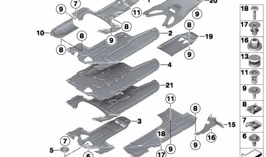 Central Lower Protector (Cabrecárter) OEM 51757340908 für BMW F12, F13. Original BMW.