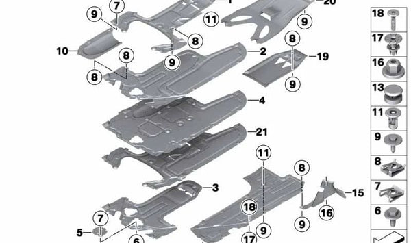 Cubierta inferior izquierda para BMW F12, F12N (OEM 51757224461). Original BMW