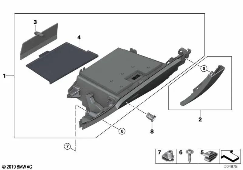 Embellecedor exterior del guantera para BMW F40, F44 (OEM 51167937983). Original BMW.