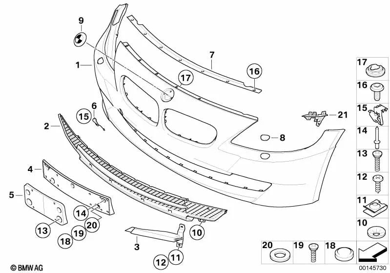 Base para matrícula para BMW Z4 E85, E86 (OEM 51117158838). Original BMW