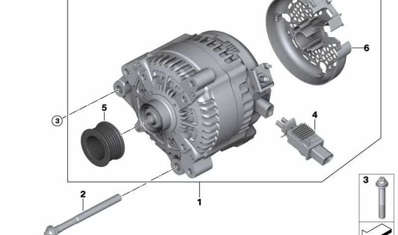 Alternador original OEM 12318645326 para BMW {F20, F21, F22, F23, F30, F31, F34, F32, F33, F36}. Compatible con varios modelos de la serie 1, 2, 3 y 4.