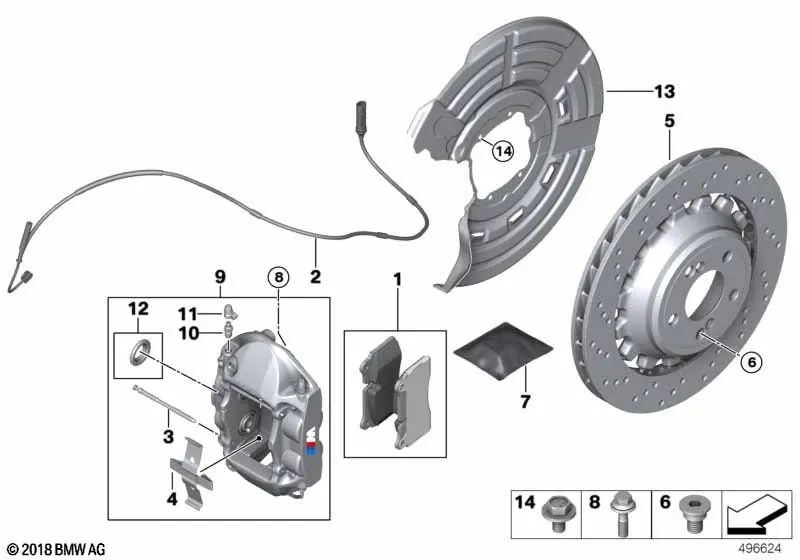 Perno de guía para BMW F87, F87N, F80N, F82, F83, F82N, F83N (OEM 34218046255). Original BMW