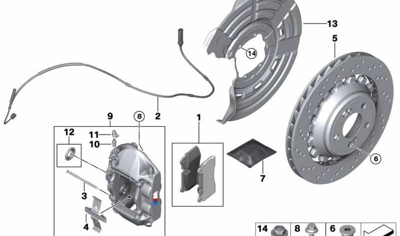 Gramp de frein avant droit 34217850466 pour BMW M2 (F87), BMW M3 (F80), BMW M4 (F82, F83). BMW d'origine.