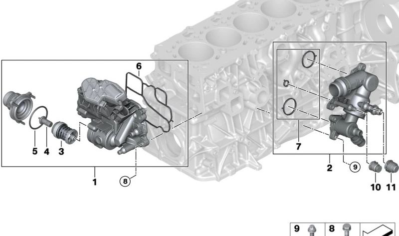 Termostato principal OEM 11538596107 para BMW G20, G21, G22, G23, G26, G30, G31, G32, G11, G12, G14, G15, G16, G01, G02, G05, G06, G07. Original BMW.