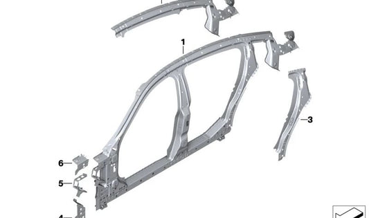 Refuerzo columna C inferior derecha para BMW F93, G16 (OEM 41007494274). Original BMW