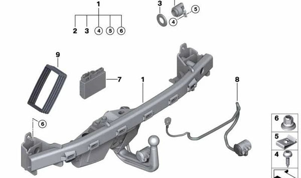 Soporte del Interruptor del Enganche Remolque para BMW F07, F07N (OEM 71606793239). Original BMW