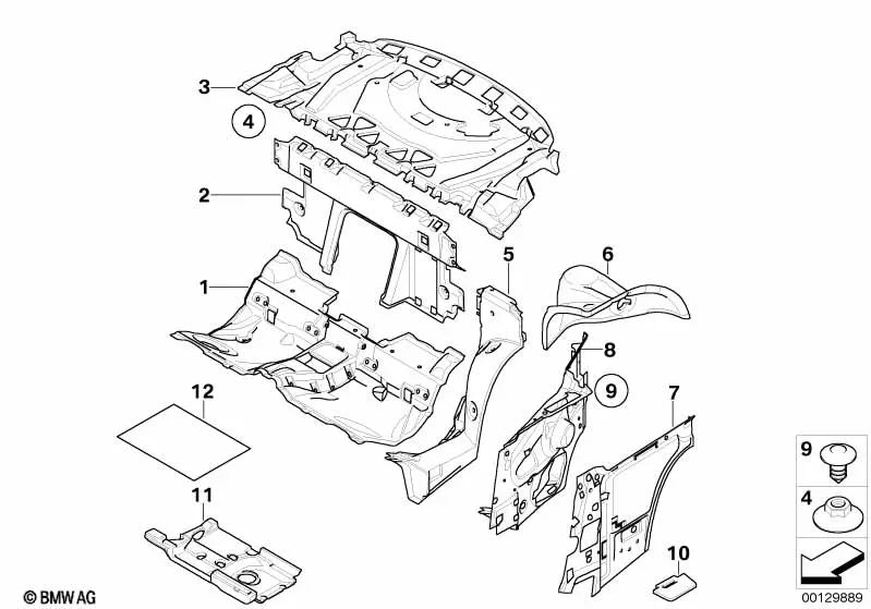 Revestimiento acústico para BMW E64, E64N (OEM 51487052489). Original BMW.