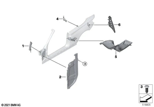 Parte de la cubierta lateral trasera media izquierda para BMW F23, F23N (OEM 41007426489). Original BMW