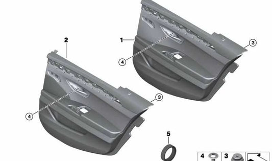 Revestimiento de puerta de cuero trasero izquierdo para BMW Serie 5 F10, F11 (OEM 51427273291). Original BMW