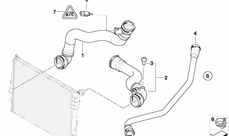 Manguera de agua para BMW Z4 E85, E86 (OEM 17127545277). Original BMW.