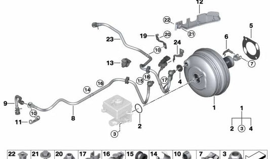 Tubería de vacío para BMW Serie 5 E60N, E61N (OEM 11668679108). Original BMW