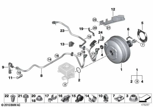 Sellado de Tabique para BMW Serie 5 E60, E60N, E61, E61N, Serie 6 E63, E63N, E64, E64N (OEM 34306760911). Original BMW