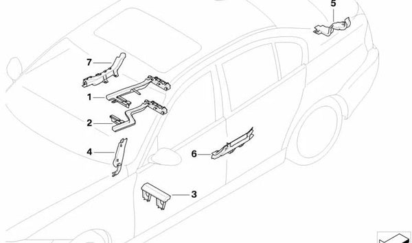 Cubierta de cable trasera izquierda para BMW Serie 3 E90, E91, E92, E93 (OEM 61136928924). Original BMW