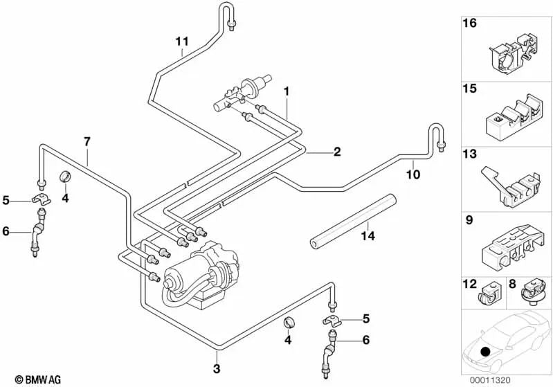 Tubería con revestimiento de goma para BMW Serie 3 E36 (OEM 34326755434). Original BMW