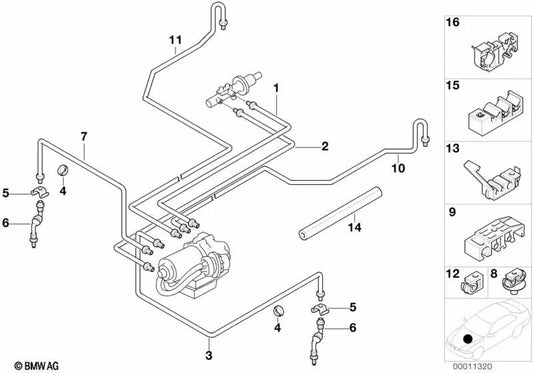 Tubería con revestimiento de goma para BMW Serie 3 E36 (OEM 34326755434). Original BMW