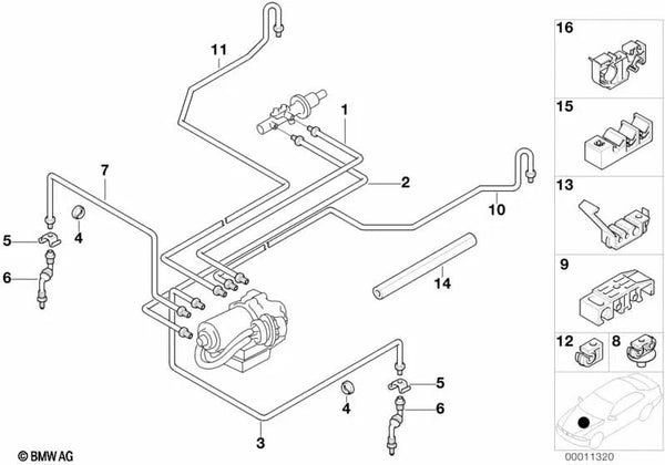 Tubería con revestimiento de goma para BMW Serie 3 E36 (OEM 34326755434). Original BMW